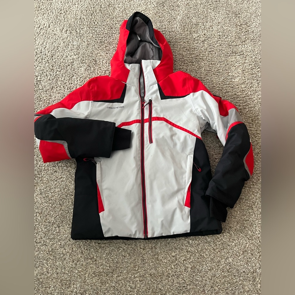 Obermeyer Youth Red, White, and Black Ski Jacket